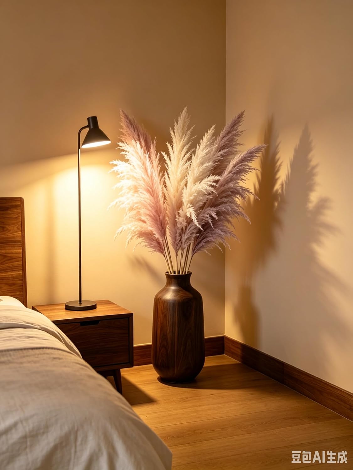 Artificial Pampas Grass (Lavender) | Flame-retardant soft fiber, odor-free & zero upkeep, non-shed fluffy plumes, bendable stems, durable deco