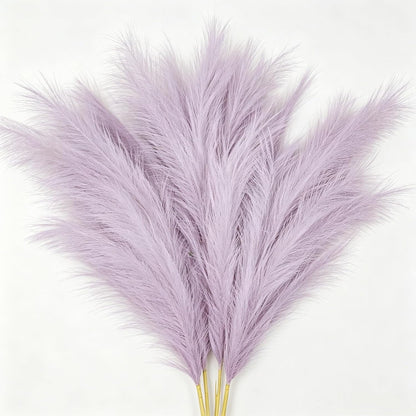 Artificial Pampas Grass (Lavender) | Flame-retardant soft fiber, odor-free & zero upkeep, non-shed fluffy plumes, bendable stems, durable deco