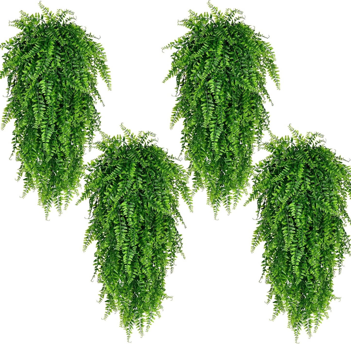 4Pcs Fake Hanging Plants Artificial Ferns for Outdoors Fake Ferns | UV Resistant Plastic Fake Plants for Indoor Wall Porch Wedding Party Holiday Decor
