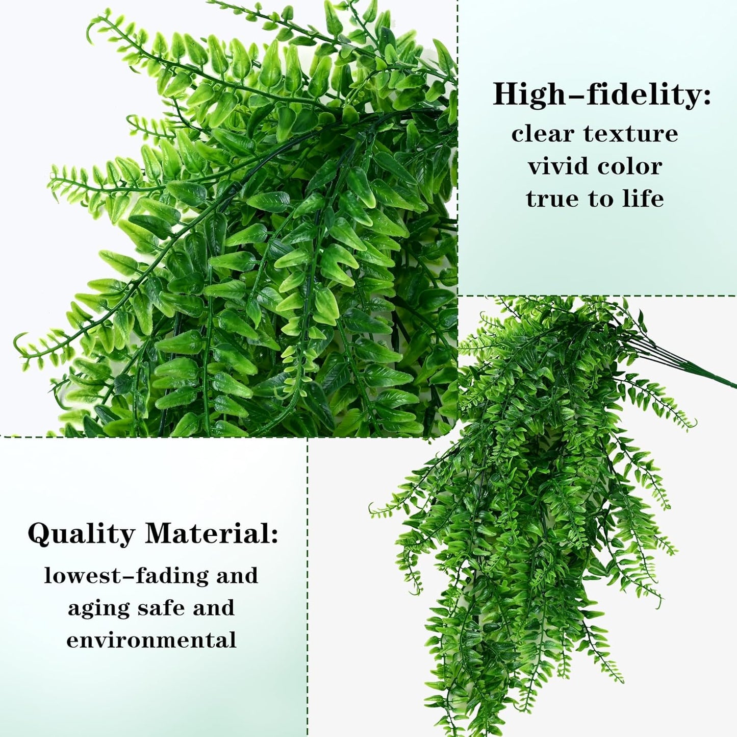 4Pcs Fake Hanging Plants Artificial Ferns for Outdoors Fake Ferns | UV Resistant Plastic Fake Plants for Indoor Wall Porch Wedding Party Holiday Decor