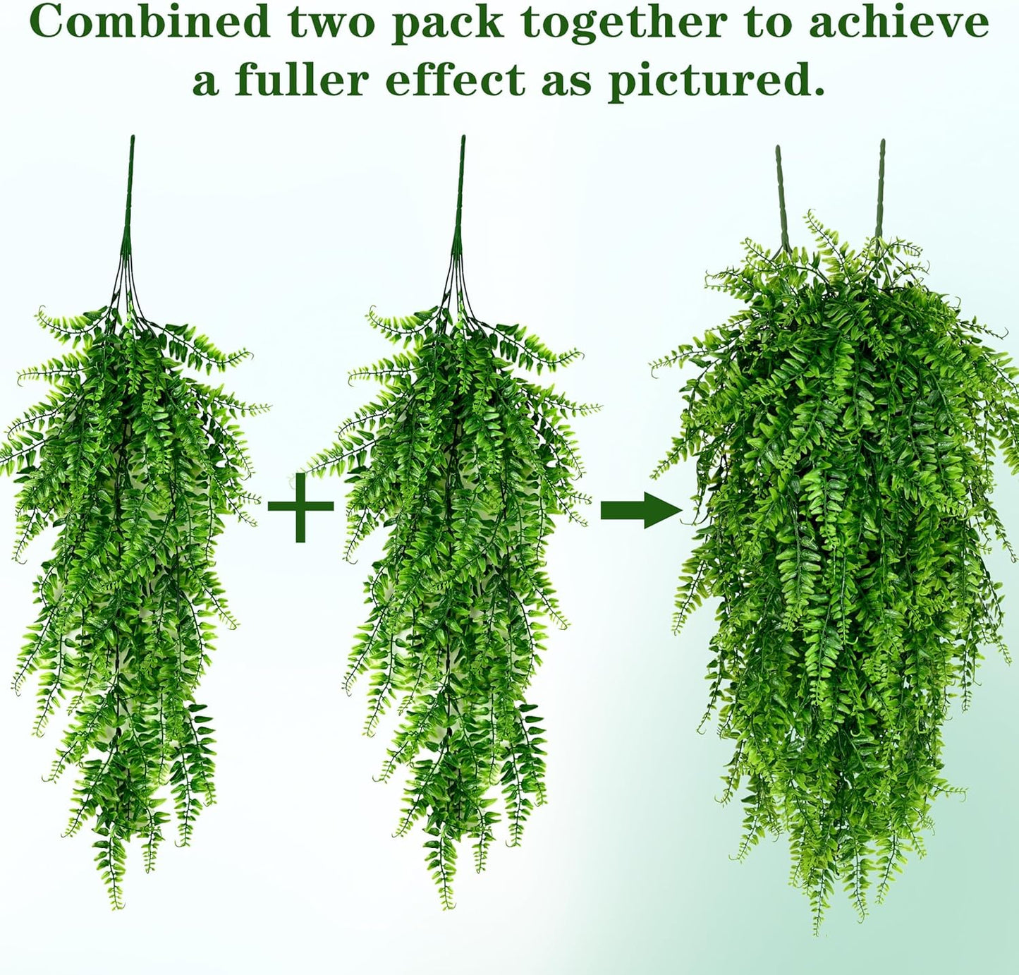 4Pcs Fake Hanging Plants Artificial Ferns for Outdoors Fake Ferns | UV Resistant Plastic Fake Plants for Indoor Wall Porch Wedding Party Holiday Decor