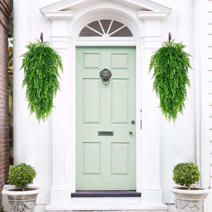 4Pcs Fake Hanging Plants Artificial Ferns for Outdoors Fake Ferns | UV Resistant Plastic Fake Plants for Indoor Wall Porch Wedding Party Holiday Decor