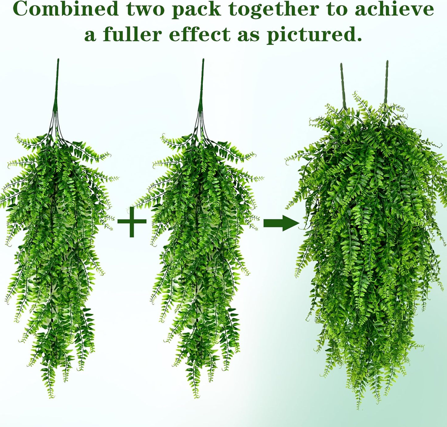 4Pcs Fake Hanging Plants Artificial Ferns for Outdoors Fake Ferns | UV Resistant Plastic Fake Plants for Indoor Wall Porch Wedding Party Holiday Decor