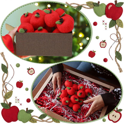 24 Pcs Back to School Felt Mini Apple Ornament Felt Fake Apple Bowl Filler for Welcome First Day of School Classroom Farmhouse Ornaments Wedding Home Decoration(Red)
