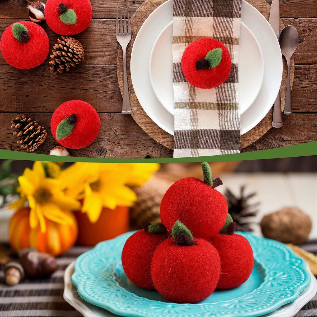 24 Pcs Back to School Felt Mini Apple Ornament Felt Fake Apple Bowl Filler for Welcome First Day of School Classroom Farmhouse Ornaments Wedding Home Decoration(Red)