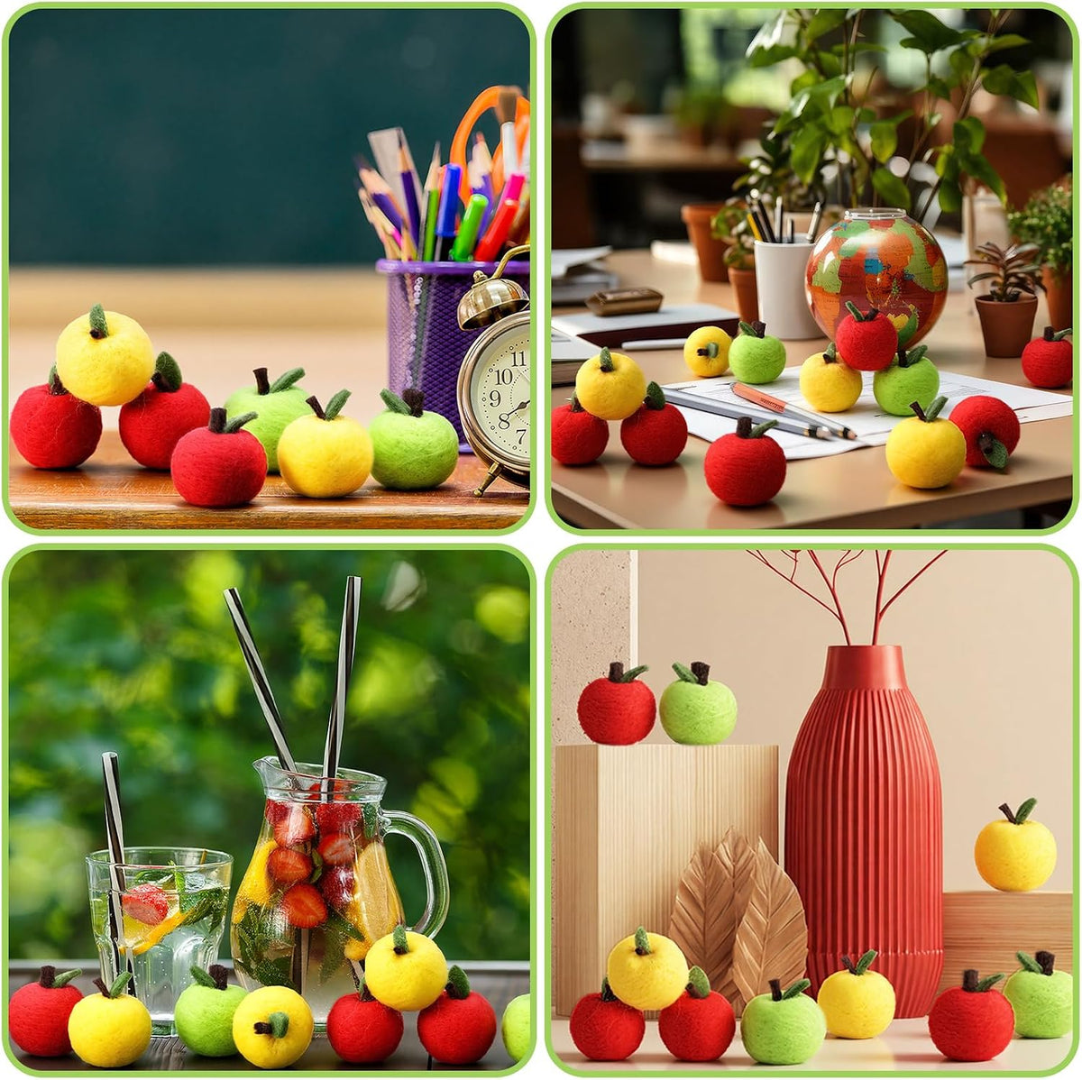 24 Pcs Back to School Felt Mini Apple Ornament Felt Fake Apple Bowl Filler for Welcome First Day of School Classroom Farmhouse Ornaments Wedding Home Decoration(Red)