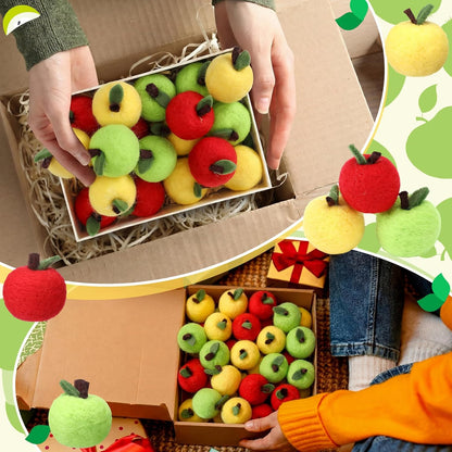 24 Pcs Back to School Felt Mini Apple Ornament Felt Fake Apple Bowl Filler for Welcome First Day of School Classroom Farmhouse Ornaments Wedding Home Decoration(Red)