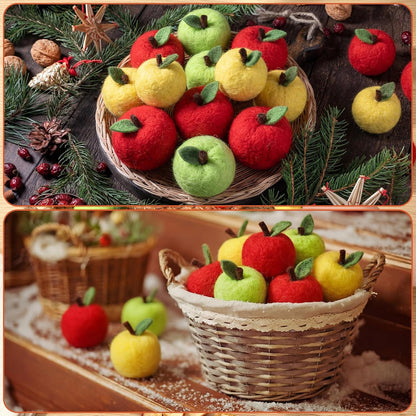 24 Pcs Back to School Felt Mini Apple Ornament Felt Fake Apple Bowl Filler for Welcome First Day of School Classroom Farmhouse Ornaments Wedding Home Decoration(Red)