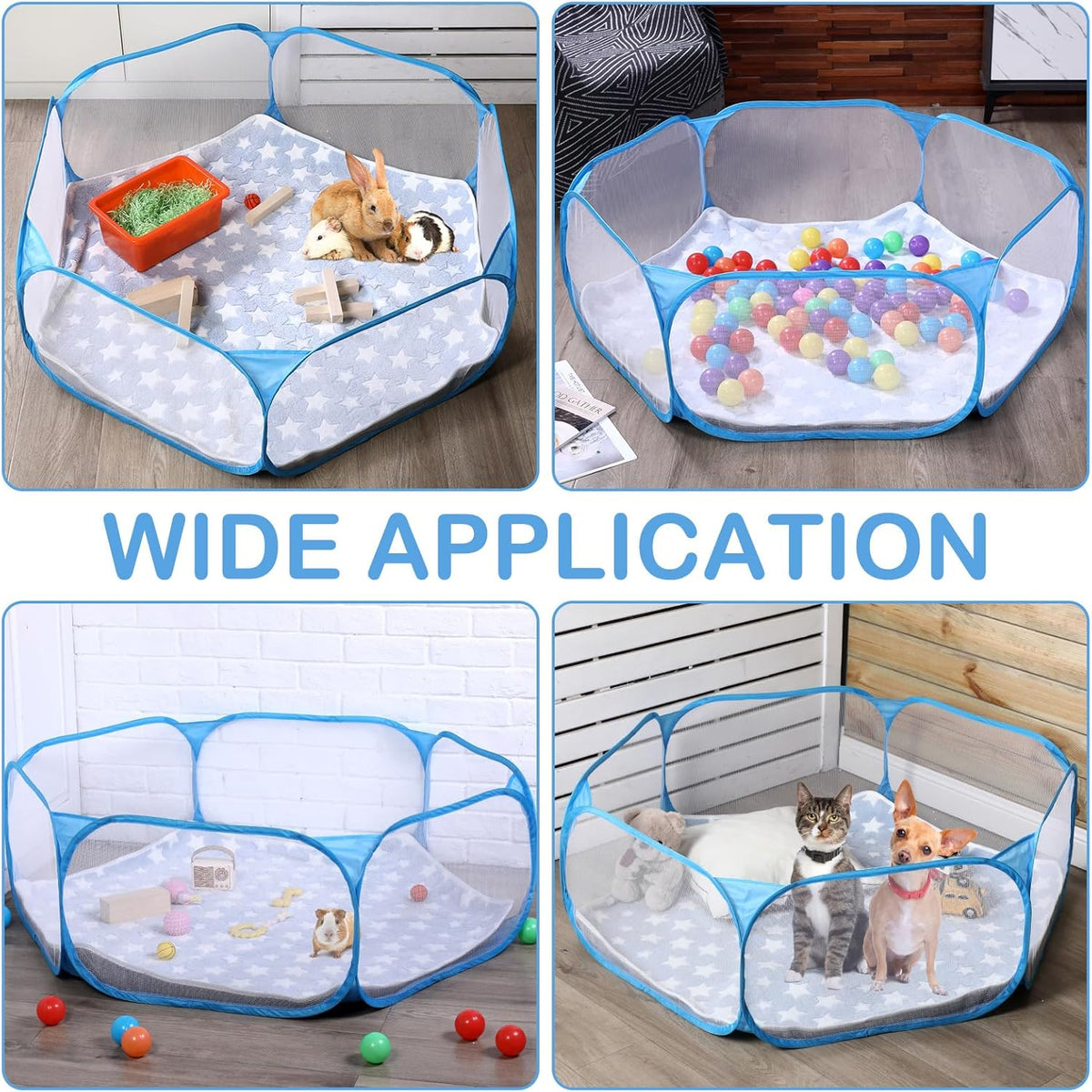 Guinea Pig Playpen with Mat Small Animal, Blue, Star