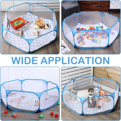 Guinea Pig Playpen with Mat Small Animal, Blue, Star