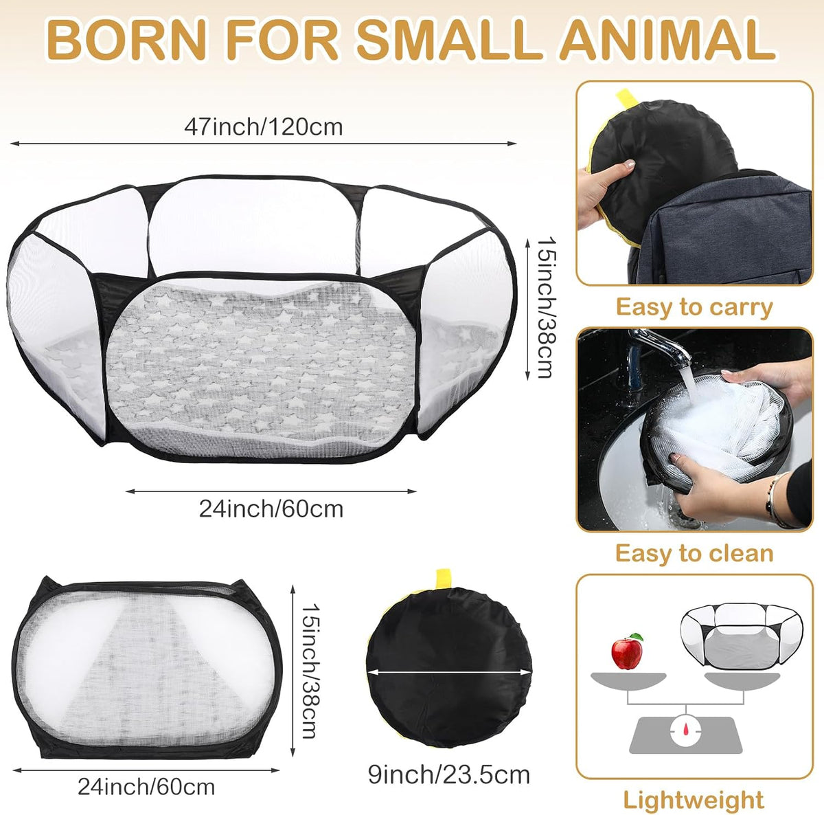 Guinea Pig Playpen with Mat Small Animal, Blue, Star