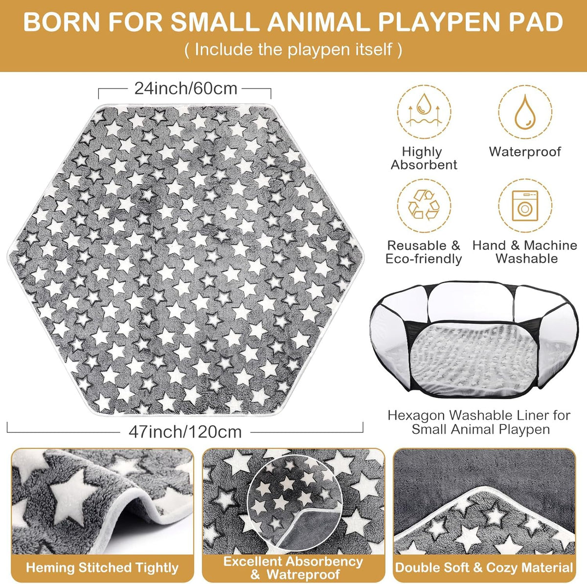 Guinea Pig Playpen with Mat Small Animal, Blue, Star