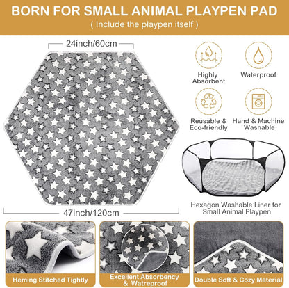 Guinea Pig Playpen with Mat Small Animal, Blue, Star