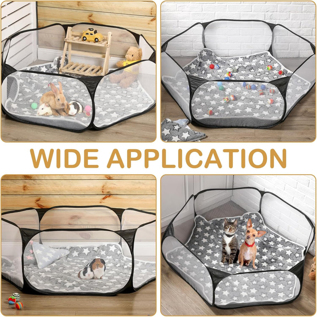 Guinea Pig Playpen with Mat Small Animal, Blue, Star