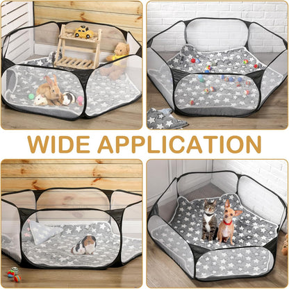 Guinea Pig Playpen with Mat Small Animal, Blue, Star
