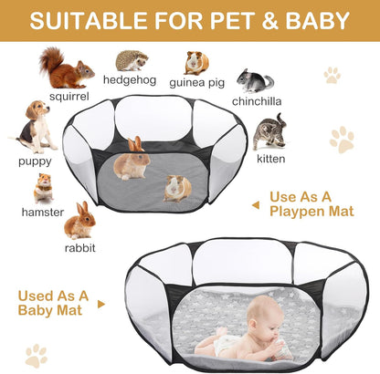 Guinea Pig Playpen with Mat Small Animal, Blue, Star