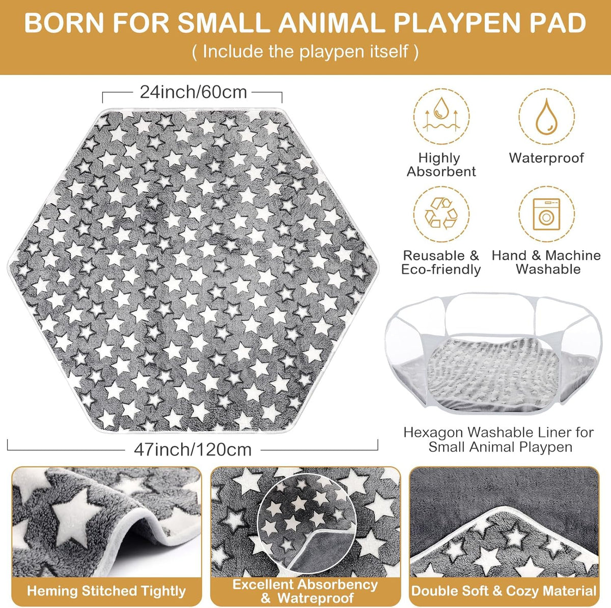 Guinea Pig Playpen with Mat Small Animal, Blue, Star