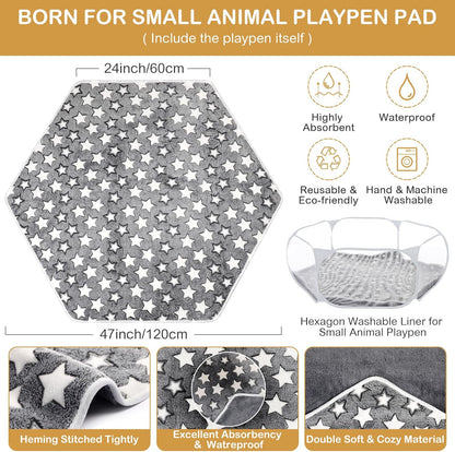 Guinea Pig Playpen with Mat Small Animal, Blue, Star
