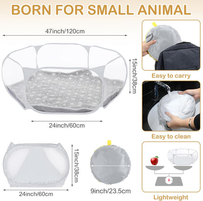 Guinea Pig Playpen with Mat Small Animal, Blue, Star