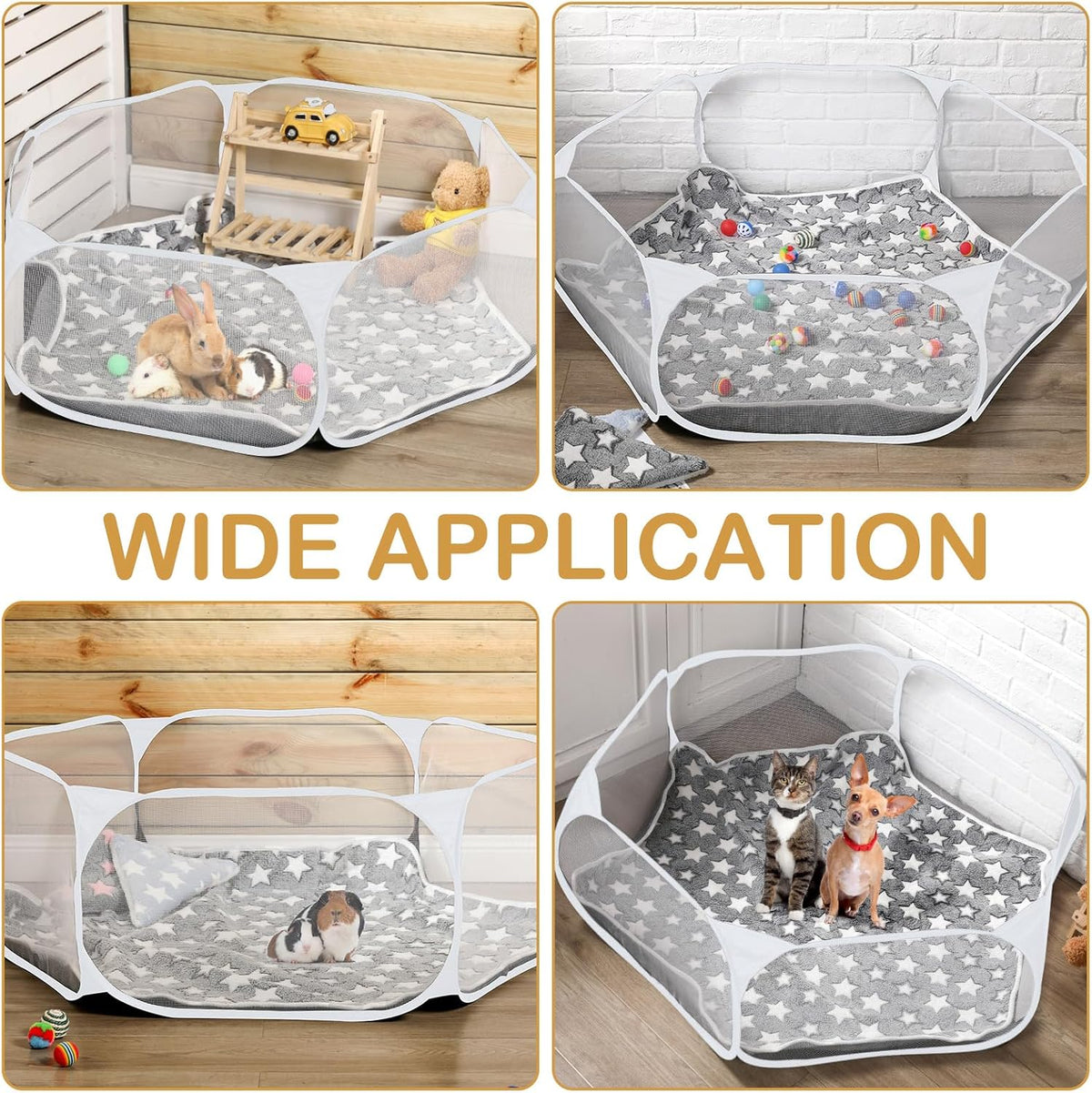 Guinea Pig Playpen with Mat Small Animal, Blue, Star