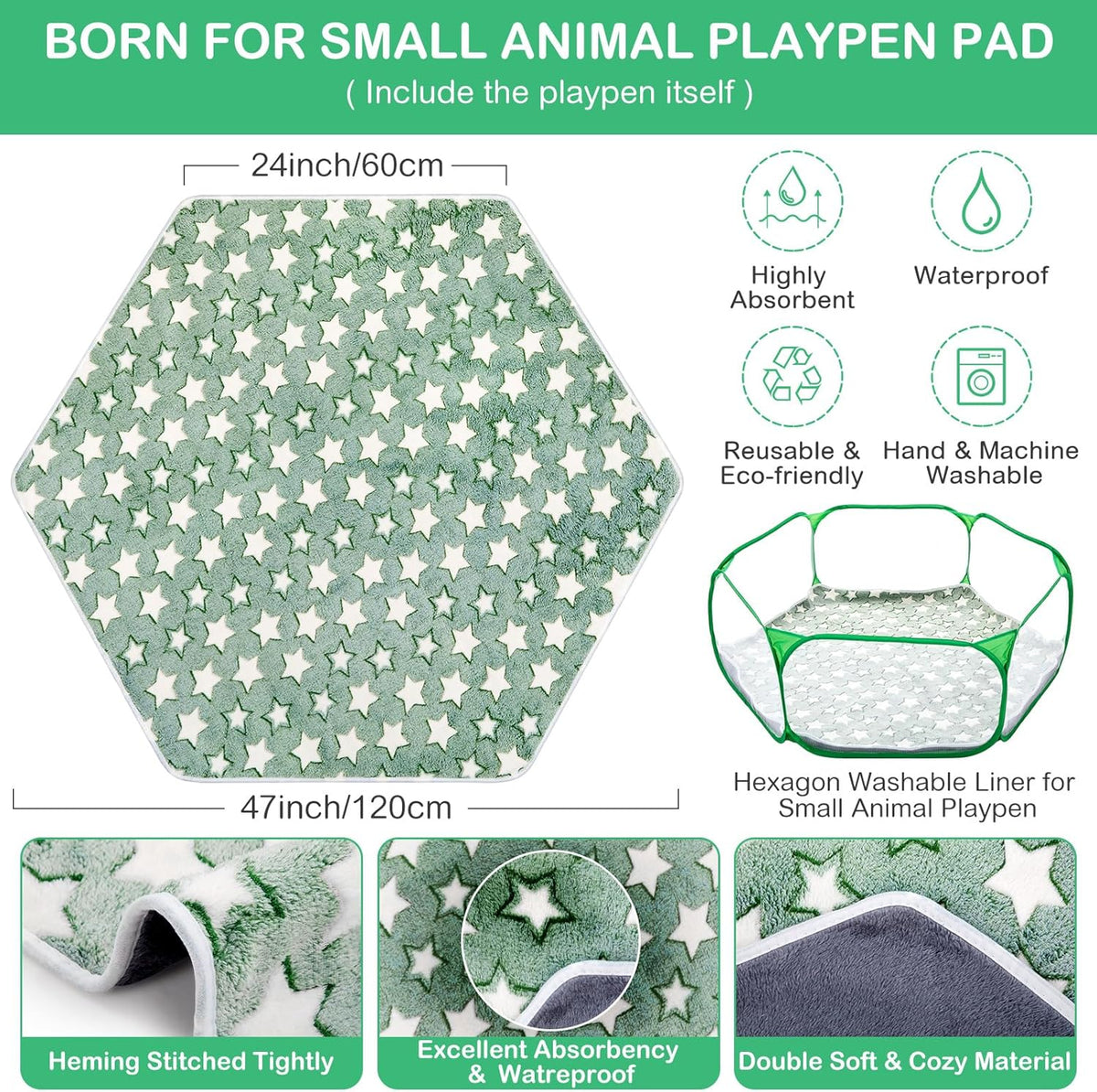Guinea Pig Playpen with Mat Small Animal, Blue, Star