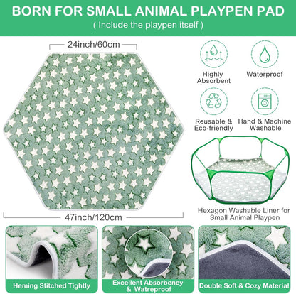 Guinea Pig Playpen with Mat Small Animal, Blue, Star