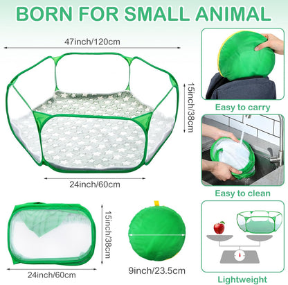 Guinea Pig Playpen with Mat Small Animal, Blue, Star