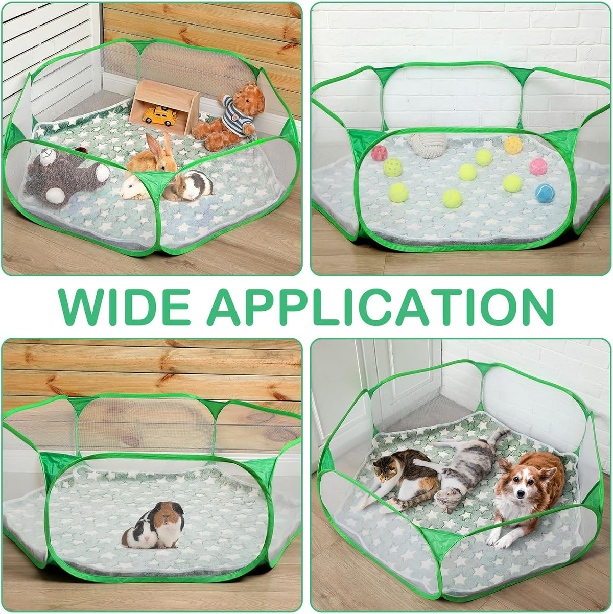 Guinea Pig Playpen with Mat Small Animal, Blue, Star