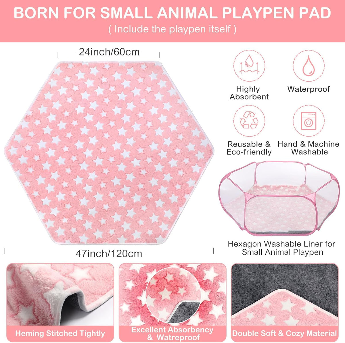 Guinea Pig Playpen with Mat Small Animal, Blue, Star