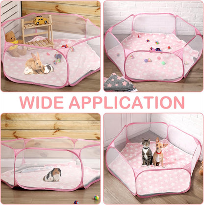 Guinea Pig Playpen with Mat Small Animal, Blue, Star