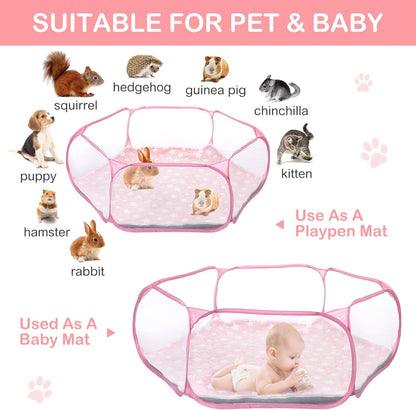 Guinea Pig Playpen with Mat Small Animal, Blue, Star