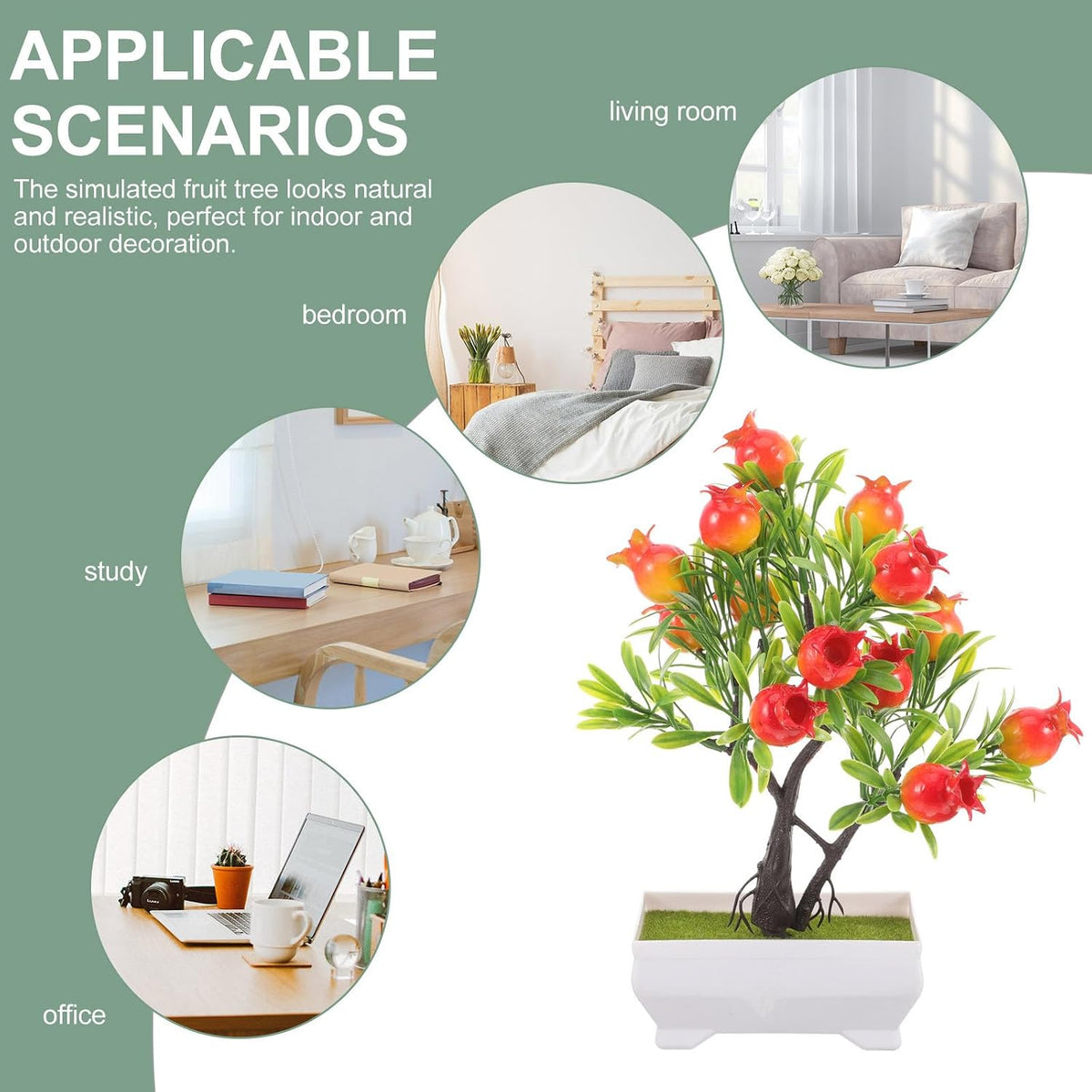 Artificial Pomegranate Tree Plastic Potted Decor