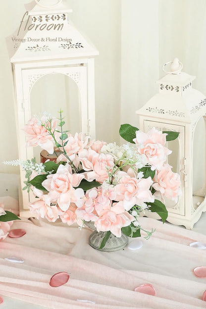 Artificial Gardenia Flowers 2.7" 25pcs Real Looking Ivory Foam Fake Flowers with Stems for DIY Wedding Bouquets Bridal Shower Centerpieces Floral Arrangements Party Tables Home Decorations