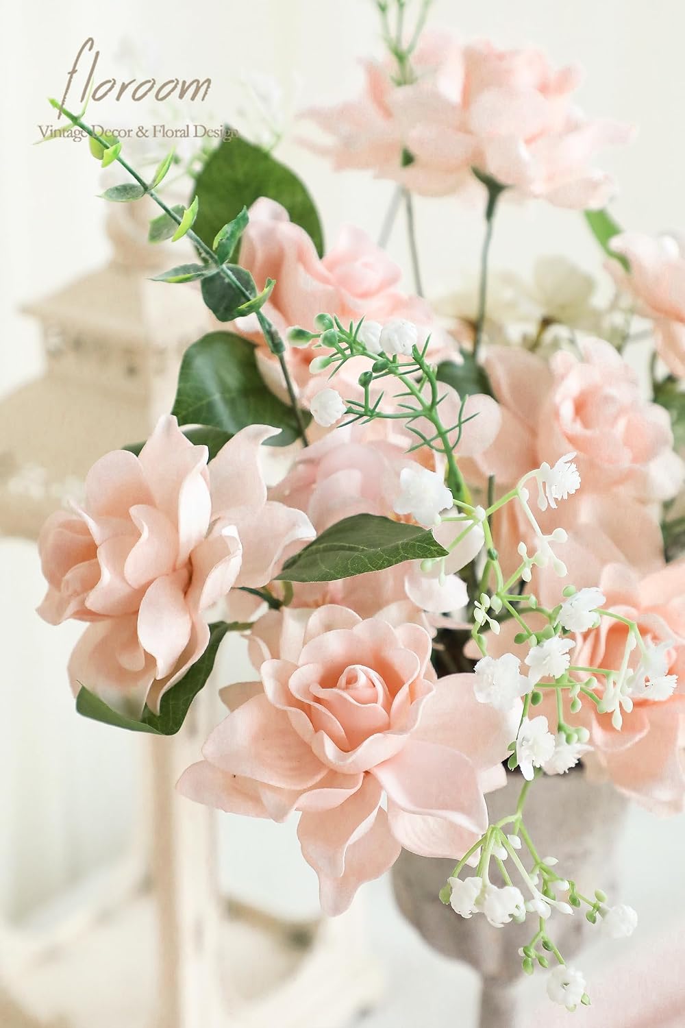 Artificial Gardenia Flowers 2.7" 25pcs Real Looking Ivory Foam Fake Flowers with Stems for DIY Wedding Bouquets Bridal Shower Centerpieces Floral Arrangements Party Tables Home Decorations