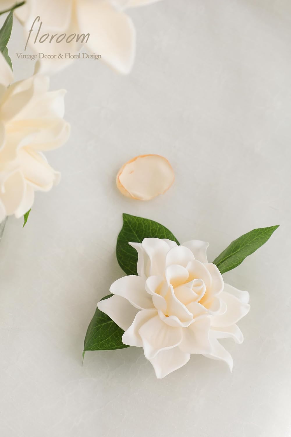 Artificial Gardenia Flowers 2.7" 25pcs Real Looking Ivory Foam Fake Flowers with Stems for DIY Wedding Bouquets Bridal Shower Centerpieces Floral Arrangements Party Tables Home Decorations