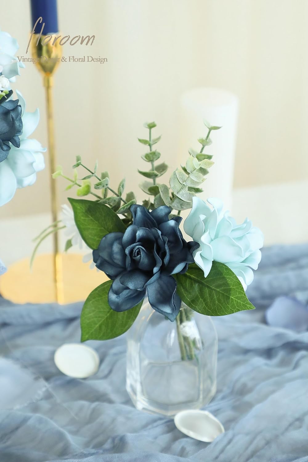 Artificial Gardenia Flowers 2.7" 25pcs Real Looking Ivory Foam Fake Flowers with Stems for DIY Wedding Bouquets Bridal Shower Centerpieces Floral Arrangements Party Tables Home Decorations