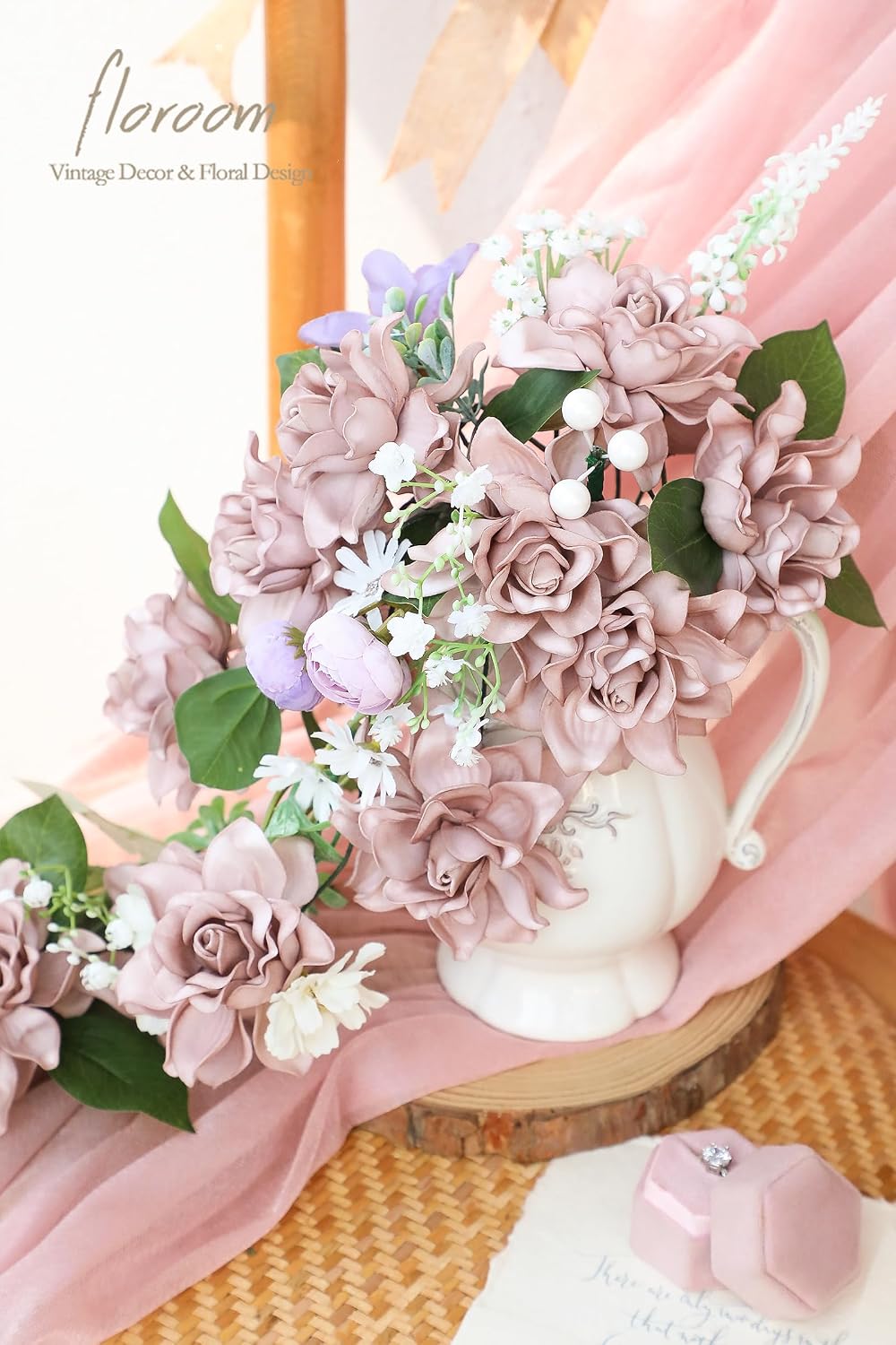 Artificial Gardenia Flowers 2.7" 25pcs Real Looking Ivory Foam Fake Flowers with Stems for DIY Wedding Bouquets Bridal Shower Centerpieces Floral Arrangements Party Tables Home Decorations