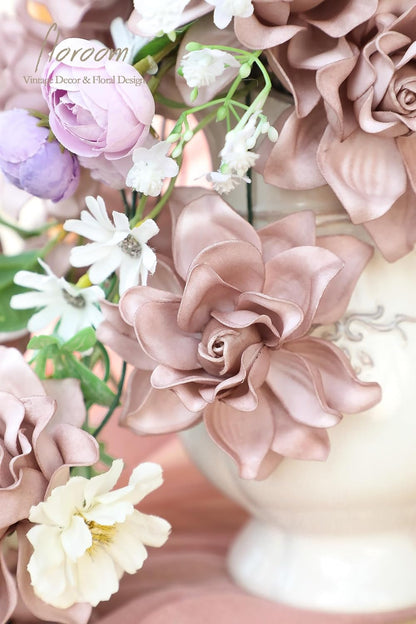Artificial Gardenia Flowers 2.7" 25pcs Real Looking Ivory Foam Fake Flowers with Stems for DIY Wedding Bouquets Bridal Shower Centerpieces Floral Arrangements Party Tables Home Decorations
