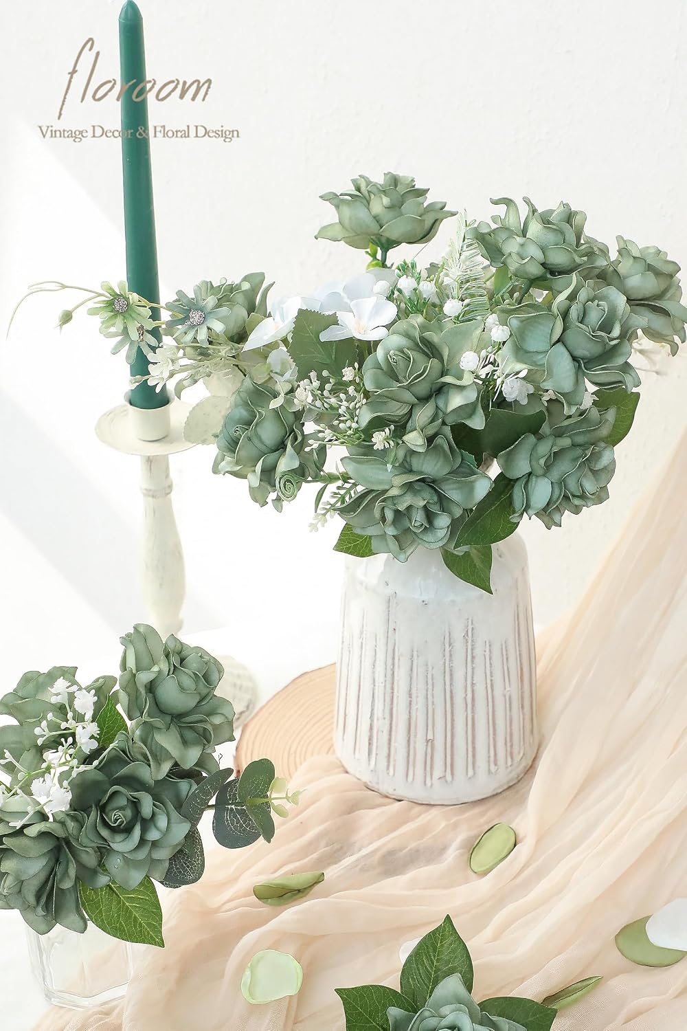 Artificial Gardenia Flowers 2.7" 25pcs Real Looking Ivory Foam Fake Flowers with Stems for DIY Wedding Bouquets Bridal Shower Centerpieces Floral Arrangements Party Tables Home Decorations