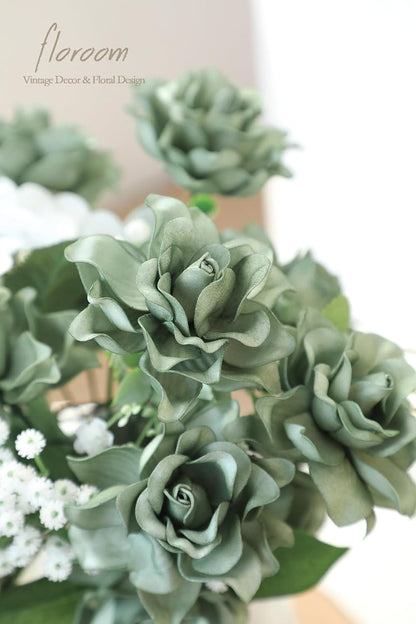 Artificial Gardenia Flowers 2.7" 25pcs Real Looking Ivory Foam Fake Flowers with Stems for DIY Wedding Bouquets Bridal Shower Centerpieces Floral Arrangements Party Tables Home Decorations