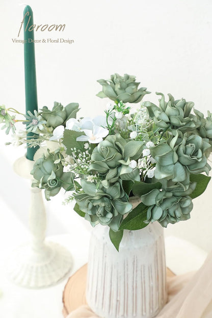 Artificial Gardenia Flowers 2.7" 25pcs Real Looking Ivory Foam Fake Flowers with Stems for DIY Wedding Bouquets Bridal Shower Centerpieces Floral Arrangements Party Tables Home Decorations