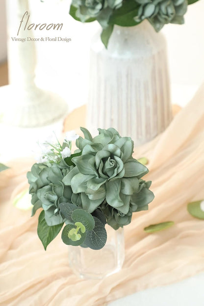 Artificial Gardenia Flowers 2.7" 25pcs Real Looking Ivory Foam Fake Flowers with Stems for DIY Wedding Bouquets Bridal Shower Centerpieces Floral Arrangements Party Tables Home Decorations