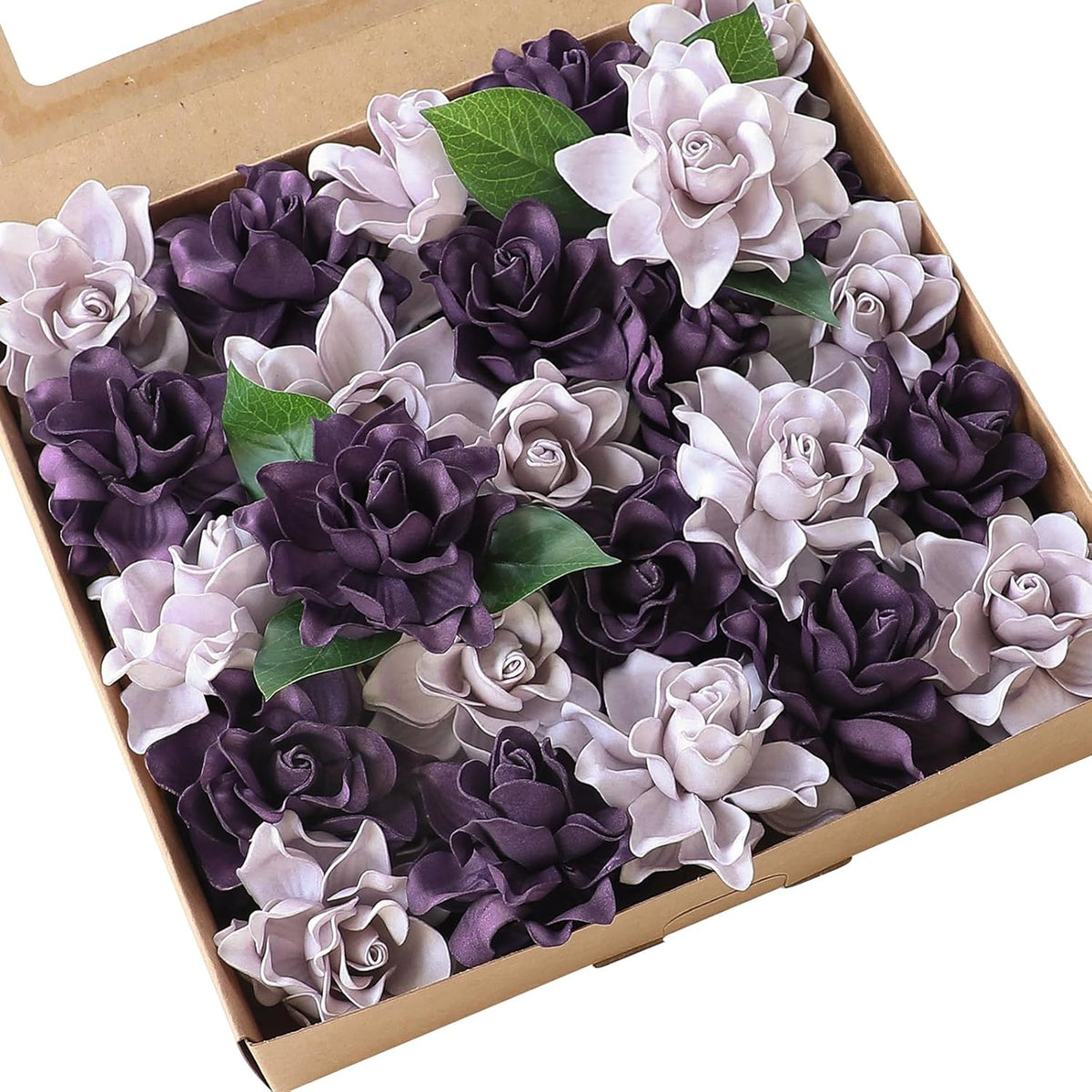 Artificial Gardenia Flowers 2.7" 25pcs Real Looking Ivory Foam Fake Flowers with Stems for DIY Wedding Bouquets Bridal Shower Centerpieces Floral Arrangements Party Tables Home Decorations