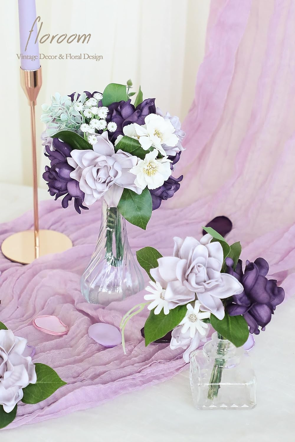 Artificial Gardenia Flowers 2.7" 25pcs Real Looking Ivory Foam Fake Flowers with Stems for DIY Wedding Bouquets Bridal Shower Centerpieces Floral Arrangements Party Tables Home Decorations