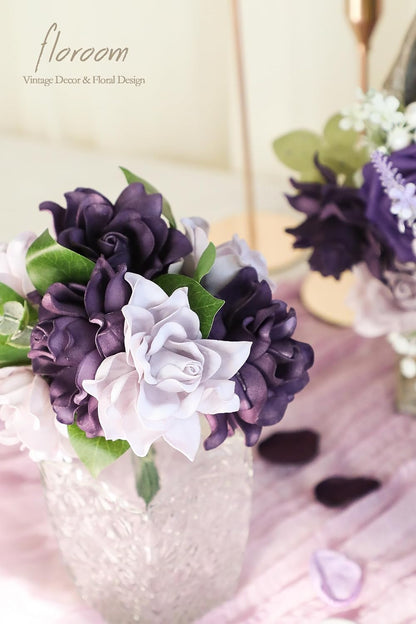 Artificial Gardenia Flowers 2.7" 25pcs Real Looking Ivory Foam Fake Flowers with Stems for DIY Wedding Bouquets Bridal Shower Centerpieces Floral Arrangements Party Tables Home Decorations