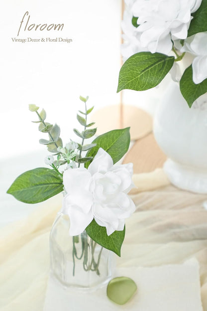 Artificial Gardenia Flowers 2.7" 25pcs Real Looking Ivory Foam Fake Flowers with Stems for DIY Wedding Bouquets Bridal Shower Centerpieces Floral Arrangements Party Tables Home Decorations
