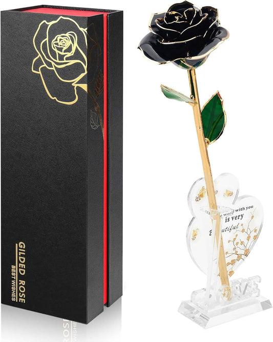 Gold Dipped Rose Real 24K Gold Rose, Genuine One of a Kind Rose Hand Dipped in 24K Golden Roses Romantic Gifts for Women in Her Birthday Anniversary Valentines Day Mothers Day