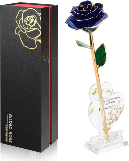 Gold Dipped Rose Real 24K Gold Rose, Genuine One of a Kind Rose Hand Dipped in 24K Golden Roses Romantic Gifts for Women in Her Birthday Anniversary Valentines Day Mothers Day