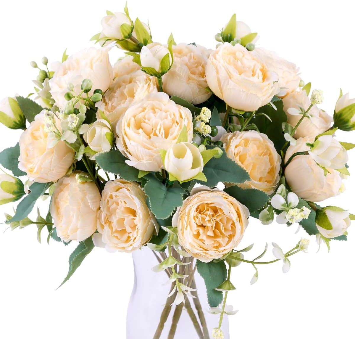Floweroyal 2 Bunches Peony Artificial Flowers Pink Flowers Silk Peonies Bouquets for Wedding Party Table Centerpieces Floral Arrangement Home Kitchen Decor