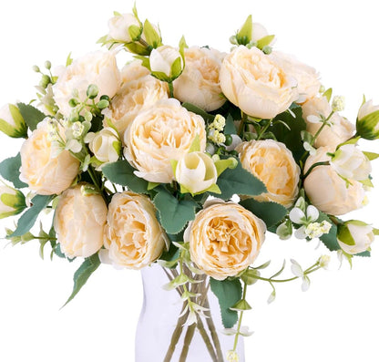 Floweroyal 2 Bunches Peony Artificial Flowers Pink Flowers Silk Peonies Bouquets for Wedding Party Table Centerpieces Floral Arrangement Home Kitchen Decor